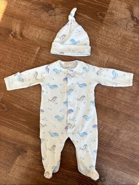 Baby Whale Footie and Matching Hat